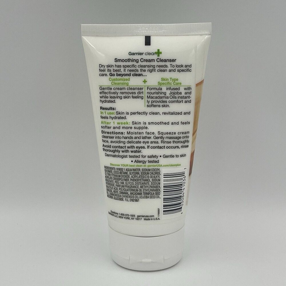 Garnier Clean + Smoothing Cream Cleanser for Dry Skin - 5 Fl Oz / 150 ml - NEW - Picture 4 of 6